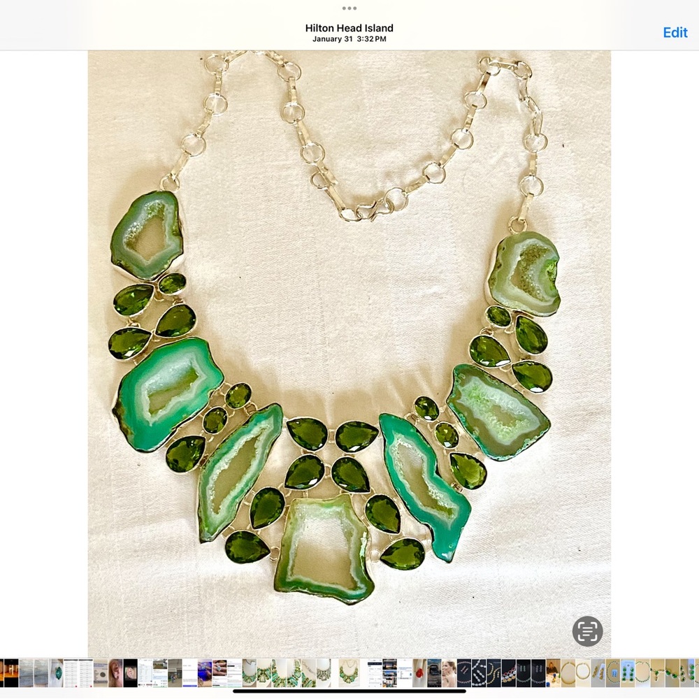 💥Statment Agate Peridot Necklace💥 - Picture 5 of 8